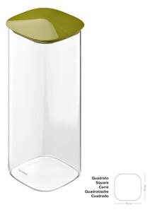 Barattolo in Vetro Borosilicato FRESH&STYLE Dimensioni 11x11x h28 cm �2200 ml con coperchio salva freschezza e guarnizione Tappo Verde Avocado