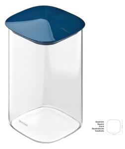 Barattolo in Vetro-M Borosilicato FRESH&STYLE Dimensioni 11x11x h 14,7 cm �1000 ml con coperchio salva freschezza e guarnizione Tappo Blu Aria
