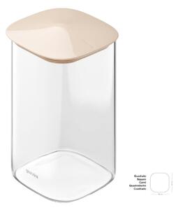 Barattolo in Vetro-M Borosilicato FRESH&STYLE Dimensioni 11x11x h 14,7 cm �1000 ml con coperchio salva freschezza e guarnizione Argilla chiaro