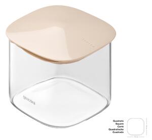 Barattolo in Vetro -S -Borosilicato FRESH&STYLE Dimensioni 11x11x h 10 cm �650 ml con coperchio salva freschezza e guarnizione Tappo Avorio Chiaro