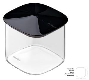 Barattolo in Vetro S - Borosilicato FRESH&STYLE Dimensioni 11x11x h10 cm � 650 ml con coperchio salva freschezza e guarnizione Tappo Nero