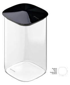 Barattolo in Vetro-M Borosilicato FRESH&STYLE Dimensioni 11x11x h 14,7 cm �1000 ml con coperchio salva freschezza e guarnizione Nero