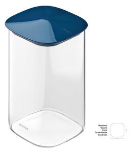 Barattolo in Vetro-L- Borosilicato FRESH&STYLE Dimensioni 11x11x h 19 cm �1400 ml con coperchio salva freschezza e guarnizione Blu Aria