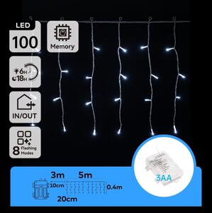 Aigostar - Catena LED natalizia da esterno 100xLED/8 funzioni 8x0,4m IP44 bianco freddo