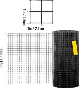 Recinzione in filo metallico saldato, rivestita in vinile, struttura a maglie durevoli, 36in x 50ft