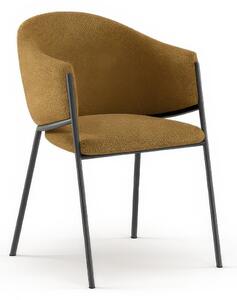 Sedia rivestita in tessuto Rivestita Easy-Clean Modello Medea Gambe in metallo verniciato 53x 60x h78 cm colore Giallo Ocra
