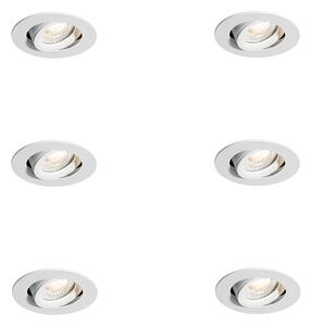 Set di 6 faretti da incasso bianchi orientabili 6,5 cm con LED IP54 ultra sottili - Pupil