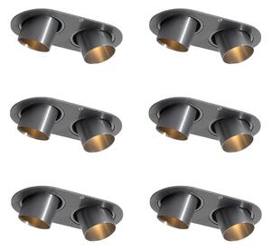 Set di 6 faretti da incasso color canna di fucile GU10 35mm orientabili a 2 luci - Installa