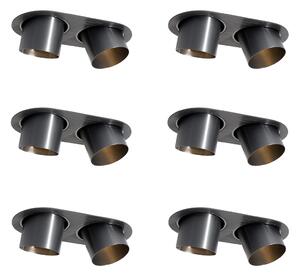 Set di 6 faretti da incasso color canna di fucile GU10 70mm orientabili a 2 luci - Installa