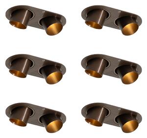 Set di 6 faretti da incasso bronzo scuro GU10 35mm orientabili 2 luci - Installa