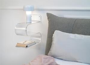 Mensola Comodino linea Curvy, ideale camere da letto o angoli di casa in Plexiglass Dimensioni 33x15x h 34 cm colore trasparente