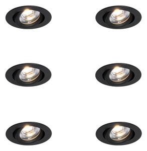 Set di 6 faretti da incasso neri orientabili 8,2 cm con LED Dim to Warm IP54 Ultra Slim - Pupil