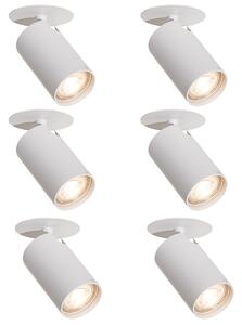 Set di 6 faretti da incasso moderni bianchi GU10 50mm - Chels