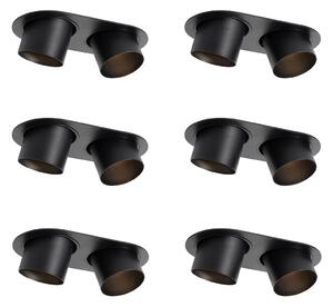 Set di 6 faretti da incasso neri GU10 70mm orientabili a 2 luci - Installa