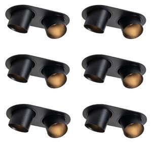 Set di 6 faretti da incasso neri GU10 50mm 2 luci - Installa