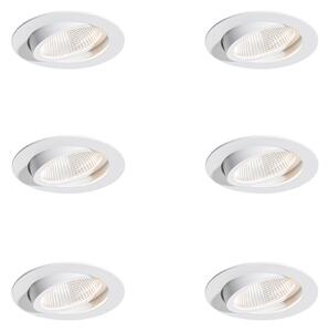 Set di 6 faretti da incasso bianchi 9,5 cm con LED 1300 lm dimmerabili IP65 - Gaius