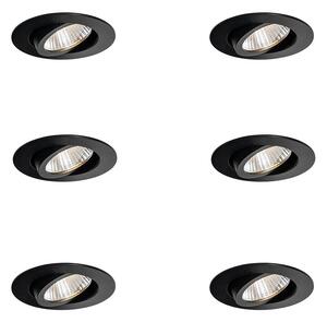 Set di 6 faretti da incasso neri 6,8 cm con LED 750 lm dimmerabili IP65 - Gaius