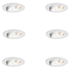 Set di 6 faretti da incasso bianchi 6,8 cm con LED 750 lm dimmerabili IP65 - Gaius