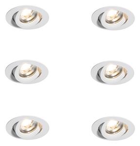 Set van 6 moderne inbouwspots wit 8,2cm incl. LED IP54 ultra slim - Pupil