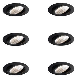 Set di 6 faretti da incasso neri 9,5 cm con LED 1300 lm dimmerabili IP65 - Gaius