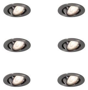 Set di 6 faretti da incasso moderni color canna di fucile GU10 50mm rotondi orientabili - Cisco