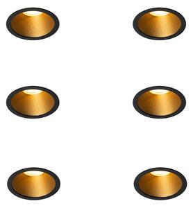 Set di 6 Faretti da incasso moderni Neri con oro GU10 35mm IP44 - Dept