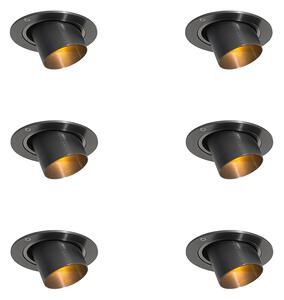 Set di 6 faretti da incasso color canna di fucile GU10 35mm rotondi inclinabili - Installa