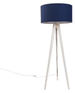 Lampada da terra a treppiede bianca con paralume in tessuto blu scuro 50 cm - Tripod Classic