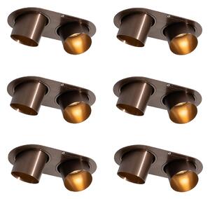 Set di 6 faretti da incasso bronzo scuro GU10 50mm 2 luci - Installa