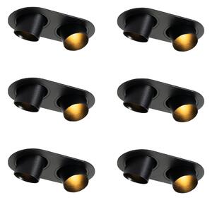 Set di 6 faretti da incasso neri GU10 35mm orientabili a 2 luci - Installa