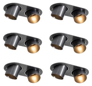 Set di 6 faretti da incasso color canna di fucile GU10 50mm 2-Luci - Installa