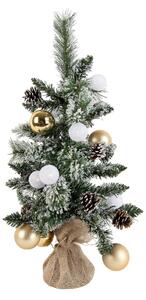 Albero di Natale bianco e oro 60 cm con LED e timer - Jack