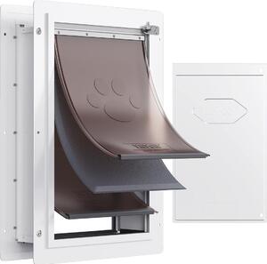 Porta per animali domestici da parete con serratura e sistema a 3 ante magnetiche con telaio in metallo grande