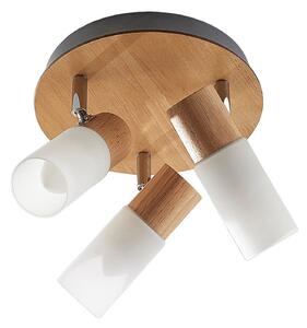 Plafoniera Lindby, Christoph, dimmerabile, Legno, Soggiorno, Legno, Campagna / rustico