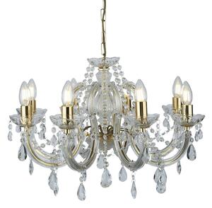 Lampadario Classico Marie Therese Acciaio Oro Vetro 8 Luci E14