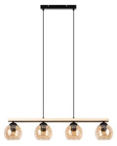 Lampada a sospensione Lindby, Enrique, dimmerabile, Legno, Soggiorno, Vetro, Moderno