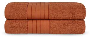 Set di 2 asciugamani in spugna di cotone color rosso mattone 70x140 cm - Good Morning