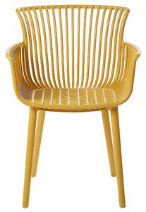 Set di 4 sedie da pranzo in plastica gialla per interni ed esterni da giardino con braccioli in stile minimalista Beliani