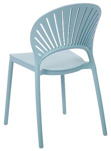 Set di 4 sedie da pranzo in plastica blu per interni ed esterni da giardino impilabili in stile minimalista Beliani