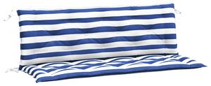 Cuscini Panca Giardino 2pz Righe Bianche Blu 150x50x7cm Tessuto