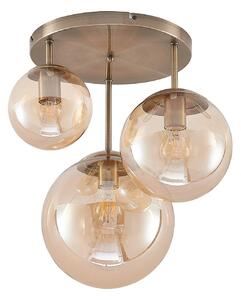 Plafoniera Lindby, Teeja, dimmerabile, Bronzo / Ottone anticato, Soggiorno, Vetro, Moderno