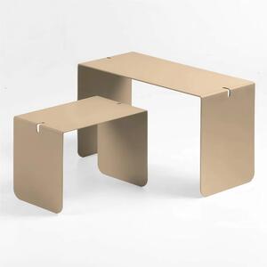 Sidetable in metallo DOUBLE 60, Dimensioni 30x38xh 60 cm - Peso 3,5 kg che pu� essere utilizzato sia come tavolino di servizio lato divano sia come semplice comodino Beige RAL1019