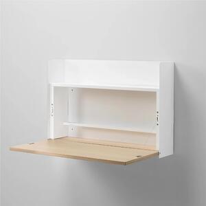 Scrivania da Parete, scrittoio, occupa pochissimo spazio Dimensioni 80x54 x h 55 cm -Peso 22 Kg piano in legno di rovere verniciato a polvere colore Bianco RAL 9003 liscio