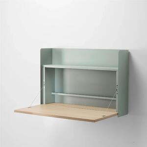 Scrivania da Parete, scrittoio occupa pochissimo spazio Dimensioni 80x54 x h 55 cm -Peso 22 Kg piano in legno di rovere verniciato a polvere colore Verde Eucalipto RAL 150 60 10