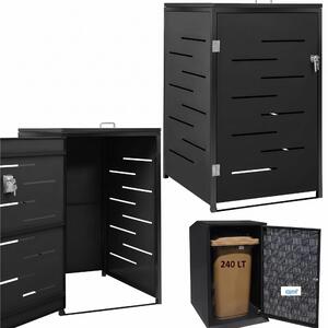 Copri bidoni per la spazzatura , Nascondi o Porta bidoni immondizia, Realizzato in lamiera zincata Dimensioni 72x87xh 117 cm Contiene bidoni da 240 litri colore Nero