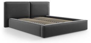 Letto matrimoniale imbottito in grigio scuro in velluto con contenitore con rete inclusa 180x200 cm Arendal – Cosmopolitan Design