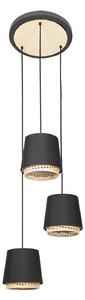 Lampada a sospensione Lindby, Ananya, dimmerabile, Nero, Soggiorno, Metallo, Campagna / rustico