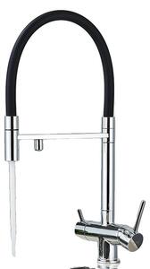 Miscelatore da cucina, soffione estraibile, design a due manopole, cromato