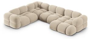Divano angolare beige (con penisola a sinistra/a U) con rivestimento in velluto Loretto – Cosmopolitan Design