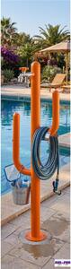 Fontana da Giardino ARIZONA Doppio rubinetto il secondo con attacco rapido Acciaio Alluminio Belfer Dimensioni 32x17xh 102 cm - peso 4 kg colore Arancione
